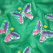 Tissu cotonnade BATIK aux papillons blanc : rose, vert, violet - MADE IN INDIA - tissuspipi.com
