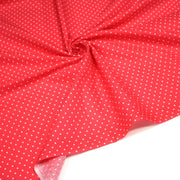 Tissu coton rouge fraise à pois blancs 2mm - COLLECTION POLKA DOT - tissuspipi.com