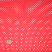 Tissu coton rouge fraise à pois blancs 2mm - COLLECTION POLKA DOT - tissuspipi.com