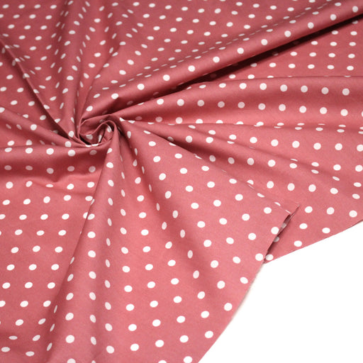 Tissu coton rose indien à pois blancs 6mm - COLLECTION POLKA DOT - tissuspipi.com