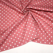 Tissu coton rose indien à pois blancs 6mm - COLLECTION POLKA DOT - tissuspipi.com