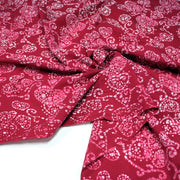Tissu coton block rose rouge aux coeurs blancs et roses - MADE IN INDIA - tissuspipi.com