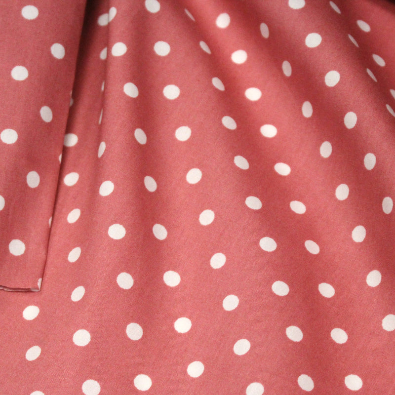 Tissu coton rose indien à pois blancs 6mm - COLLECTION POLKA DOT - tissuspipi.com