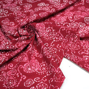 Tissu coton block rose rouge aux coeurs blancs et roses - MADE IN INDIA - tissuspipi.com