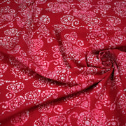 Tissu coton block rose rouge aux coeurs blancs et roses - MADE IN INDIA - tissuspipi.com