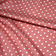 Tissu coton rose indien à pois blancs 6mm - COLLECTION POLKA DOT - tissuspipi.com