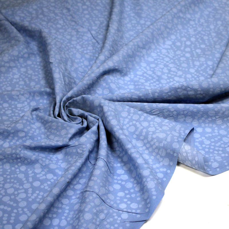 Tissu coton block print bleu aux pois bleu ciel - MADE IN INDIA - tissuspipi.com