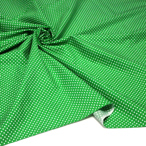 Tissu coton vert prairie à petits pois blancs 2mm - COLLECTION POLKA DOT - tissuspipi.com