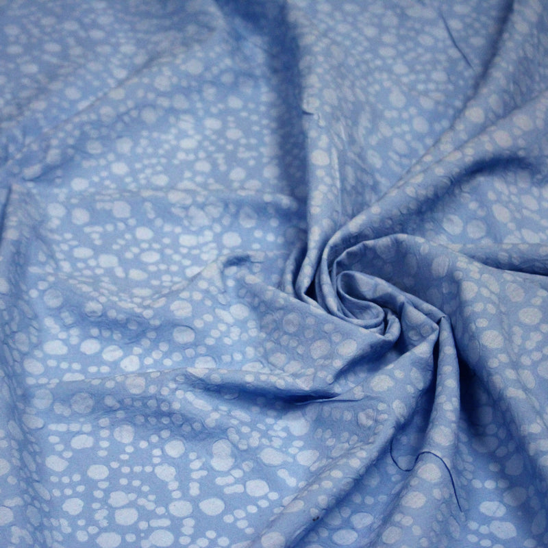 Tissu coton block print bleu aux pois bleu ciel - MADE IN INDIA - tissuspipi.com