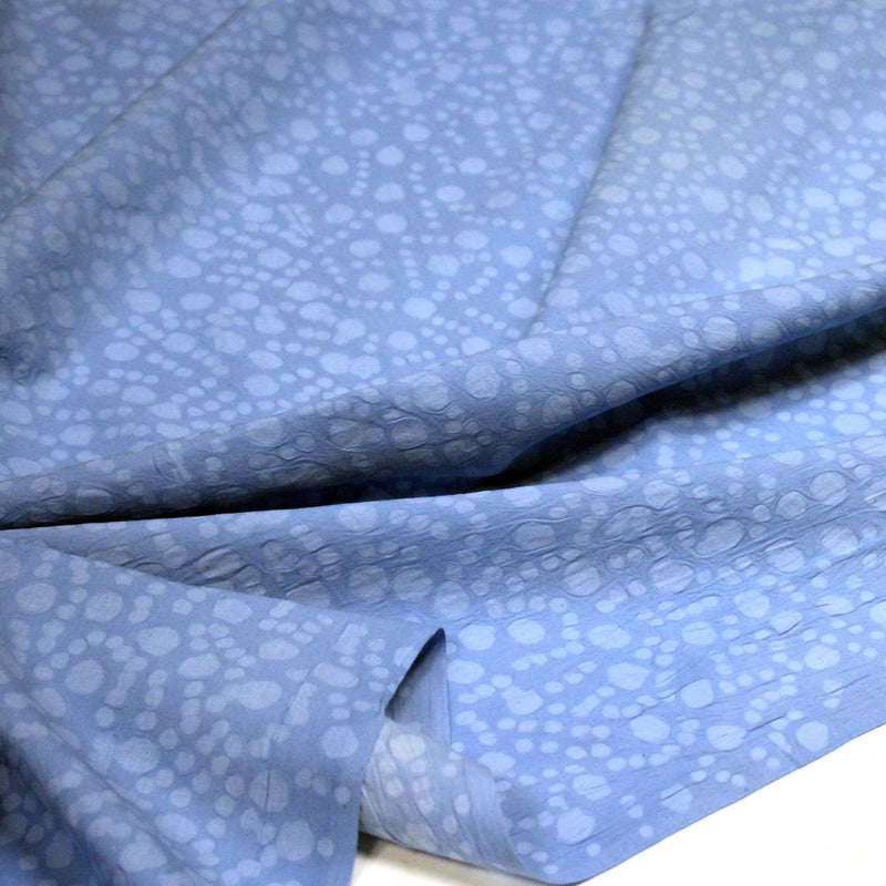 Tissu coton block print bleu aux pois bleu ciel - MADE IN INDIA - tissuspipi.com