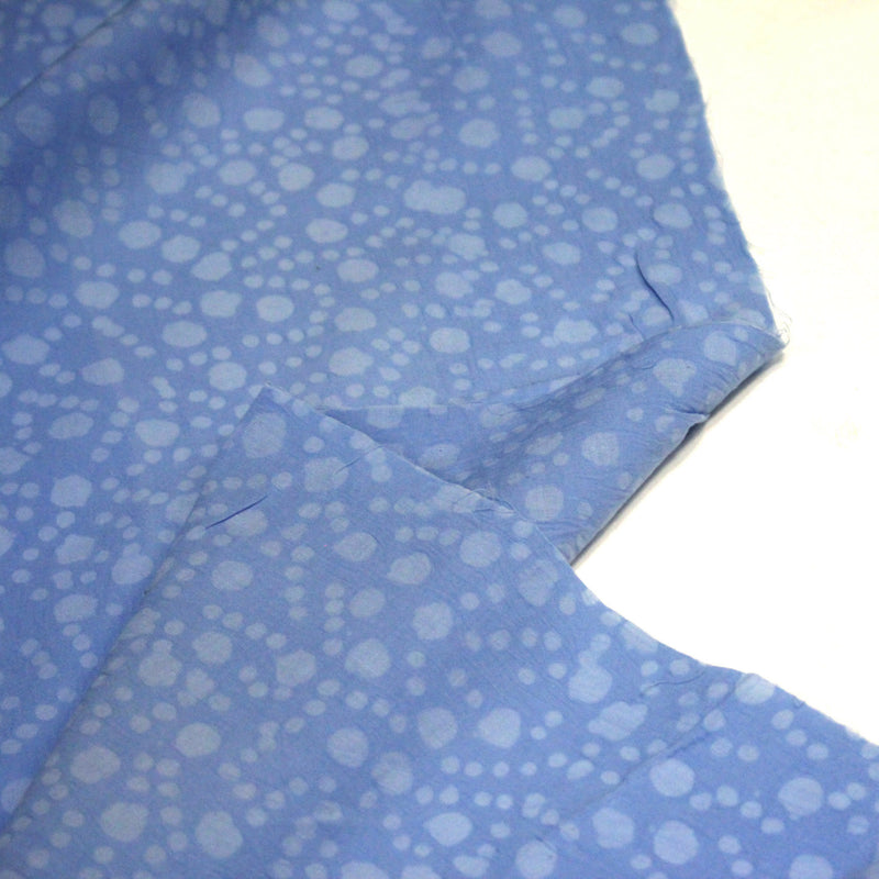 Tissu coton block print bleu aux pois bleu ciel - MADE IN INDIA - tissuspipi.com