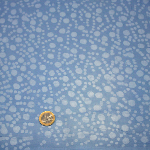 Tissu coton block print bleu aux pois bleu ciel - MADE IN INDIA - tissuspipi.com