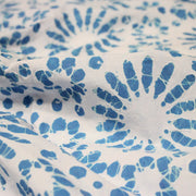 Tissu coton block print blanc cassé aux fleurs bleu turquoise - MADE IN INDIA - tissuspipi.com