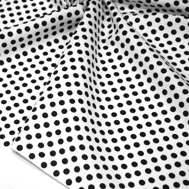 Tissu coton blanc à pois noirs 6mm - COLLECTION POLKA DOT - tissuspipi.com