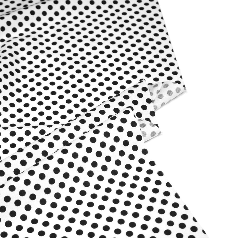 Tissu coton blanc à pois noirs 6mm - COLLECTION POLKA DOT - tissuspipi.com