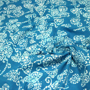 Tissu coton block bleu turquoise aux coeurs blancs et bleus - MADE IN INDIA - tissuspipi.com