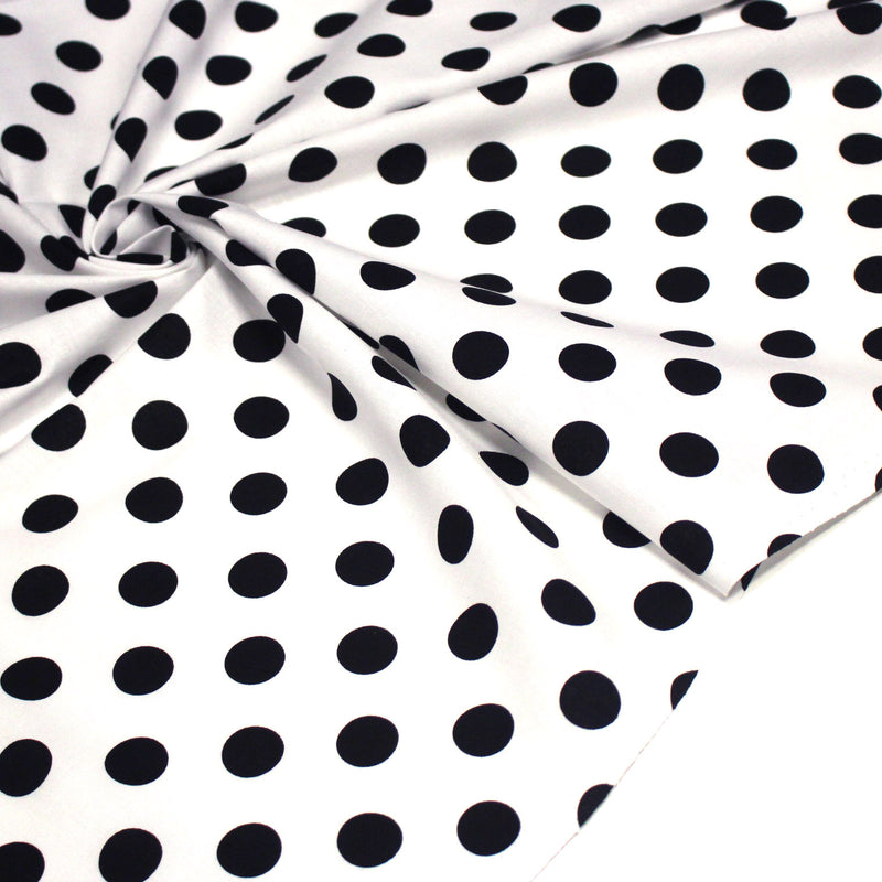 Tissu coton blanc à pois noirs 18mm - COLLECTION POLKA DOT - tissuspipi.com