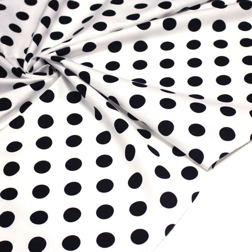 Tissu coton blanc à pois noirs 18mm - COLLECTION POLKA DOT - tissuspipi.com