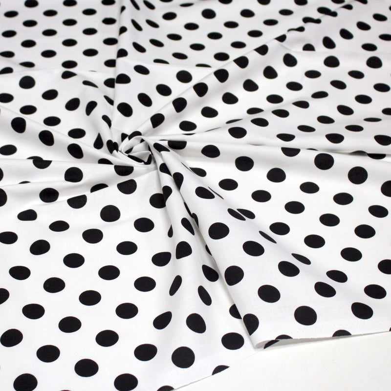 Tissu coton blanc à pois noirs 18mm - COLLECTION POLKA DOT - tissuspipi.com