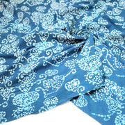 Tissu coton block bleu turquoise aux coeurs blancs et bleus - MADE IN INDIA - tissuspipi.com