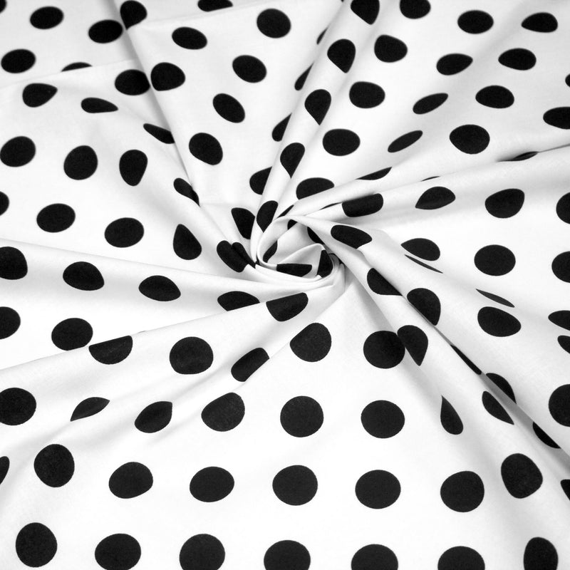Tissu coton blanc à pois noirs 18mm - COLLECTION POLKA DOT - tissuspipi.com