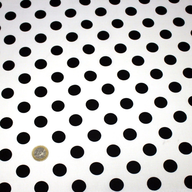 Tissu coton blanc à pois noirs 18mm - COLLECTION POLKA DOT - tissuspipi.com