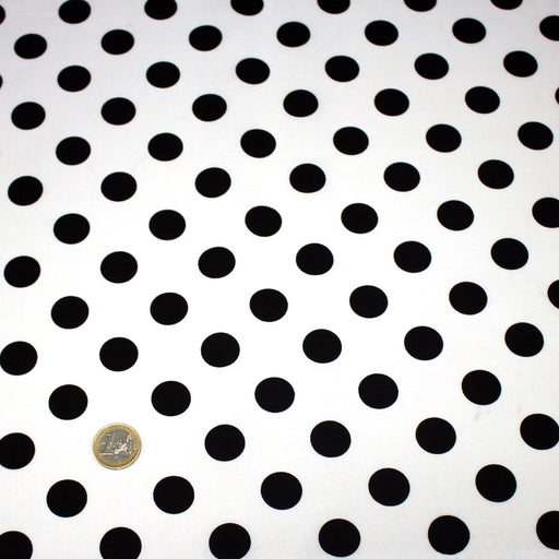 Tissu coton blanc à pois noirs 18mm - COLLECTION POLKA DOT - tissuspipi.com