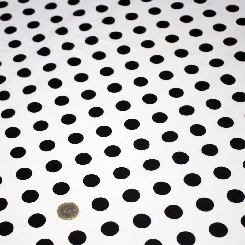 Tissu coton blanc à pois noirs 18mm - COLLECTION POLKA DOT - tissuspipi.com