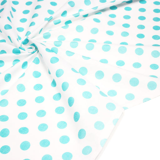 Tissu coton blanc à pois bleu ciel 18mm - COLLECTION POLKA DOT - tissuspipi.com