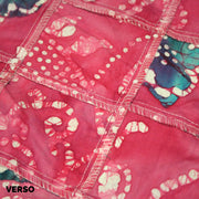 Tissu coton block print patchwork de motifs indiens, tons rose fuchsia, bleu, blanc - MADE IN INDIA - tissuspipi.com