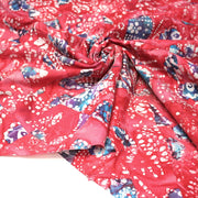 Tissu coton block print patchwork de motifs indiens, tons rose fuchsia, bleu, blanc - MADE IN INDIA - tissuspipi.com
