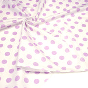 Tissu coton blanc à pois mauve 18mm - COLLECTION POLKA DOT - tissuspipi.com