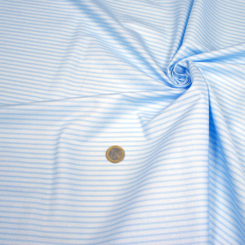 Tissu cotonnade aux rayures bleu ciel - tissuspipi.com