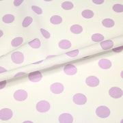 Tissu coton blanc à pois mauve 18mm - COLLECTION POLKA DOT - tissuspipi.com