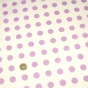 Tissu coton blanc à pois mauve 18mm - COLLECTION POLKA DOT - tissuspipi.com