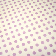 Tissu coton blanc à pois mauve 18mm - COLLECTION POLKA DOT - tissuspipi.com