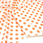 Tissu coton blanc à pois oranges 18mm - COLLECTION POLKA DOT - tissuspipi.com