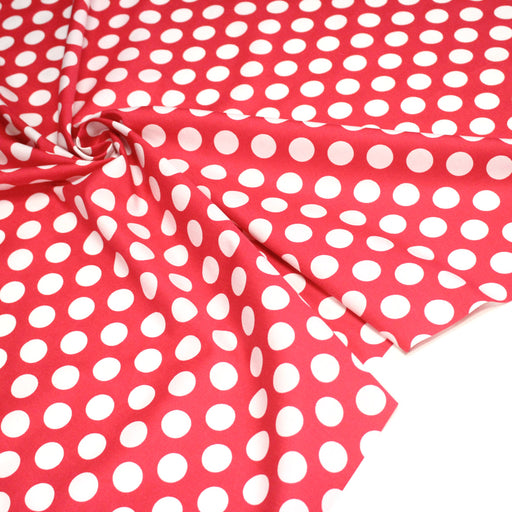 Tissu de coton rouge magenta à pois blancs 19mm - COLLECTION POLKA DOT - tissuspipi.com