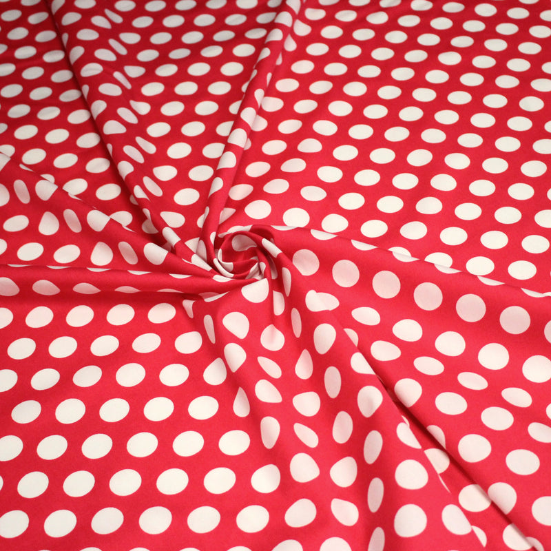 Tissu de coton rouge magenta à pois blancs 19mm - COLLECTION POLKA DOT - tissuspipi.com