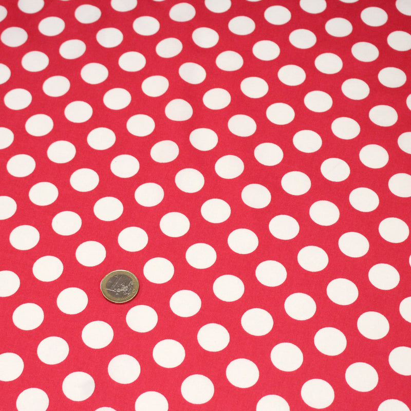 Tissu de coton rouge magenta à pois blancs 19mm - COLLECTION POLKA DOT - tissuspipi.com