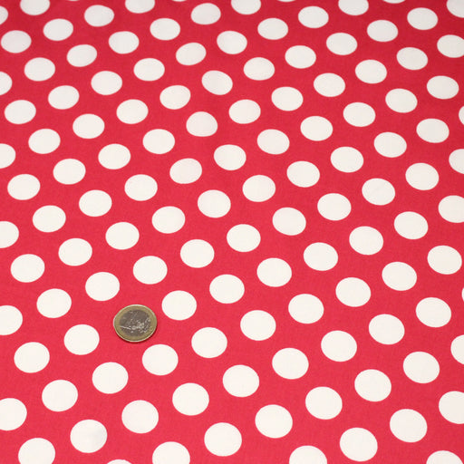 Tissu de coton rouge magenta à pois blancs 19mm - COLLECTION POLKA DOT - tissuspipi.com
