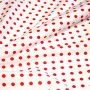 Tissu coton blanc à pois rouges 7mm - COLLECTION POLKA DOT - tissuspipi.com
