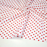 Tissu coton blanc à pois rouges 7mm - COLLECTION POLKA DOT - tissuspipi.com