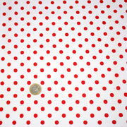 Tissu coton blanc à pois rouges 7mm - COLLECTION POLKA DOT - tissuspipi.com
