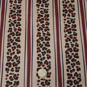 Tissu coton demi-natté LEOPARD & rayures bordeaux et bleues, fond lin - OEKO-TEX STANDARD 100 - tissuspipi.com