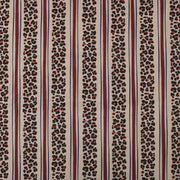 Tissu coton demi-natté LEOPARD & rayures bordeaux et bleues, fond lin - OEKO-TEX STANDARD 100 - tissuspipi.com