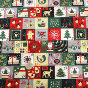 Tissu de coton de Noël La calendrier de l'Avent bleu, rouge, vert et doré - COLLECTION NOËL - OEKO - TEX - tissuspipi.com