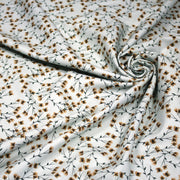 Tissu popeline coton, bleu ciel aux fines fleurs ocre et tiges vertes - Collection britannique - tissuspipi.com