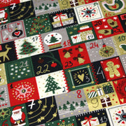 Tissu de coton de Noël La calendrier de l'Avent bleu, rouge, vert et doré - COLLECTION NOËL - OEKO - TEX - tissuspipi.com