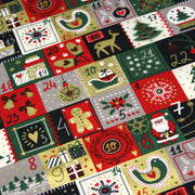 Tissu de coton de Noël La calendrier de l'Avent bleu, rouge, vert et doré - COLLECTION NOËL - OEKO - TEX - tissuspipi.com